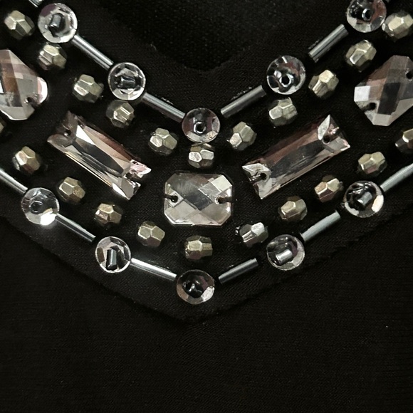 🎉 H P 🎉 NWT Alex Evenings Black Top w V Neck Trim, Sheer Sleeves, Size S… - Picture 3 of 10